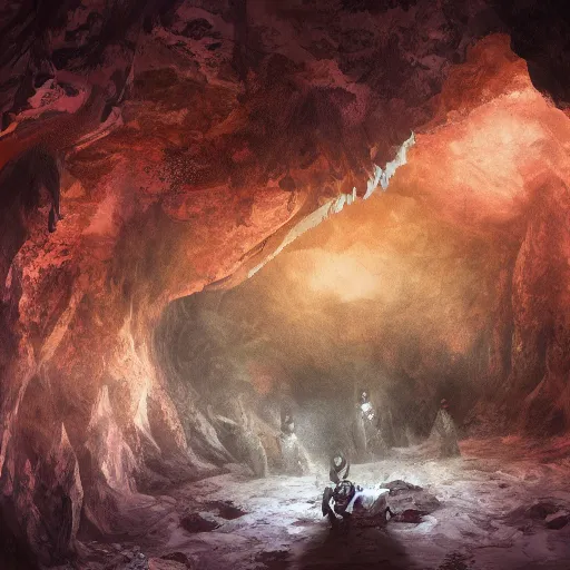 Image similar to a cave filled with nightmares, trending on artstation, digital art, 4 k