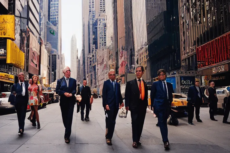 Image similar to Space men in suits without arms in bright colors walk the streets of new york, among us, natural light, sharp, detailed face, magazine, press, photo, Steve McCurry, David Lazar, Canon, Nikon, focus