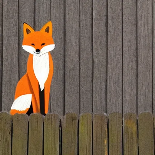 Image similar to one fox sitting ontop a wooden fence at night