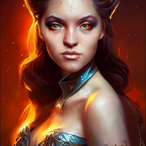 Image similar to star goddess, d & d, fantasy, portrait, highly detailed, digital painting, trending on artstation, concept art, sharp focus, illustration, art by artgerm and greg rutkowski and magali villeneuve