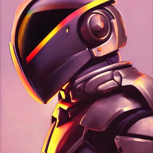 Image similar to greg manchess portrait painting of armored daft punk as overwatch character, medium shot, asymmetrical, profile picture, organic painting, sunny day, matte painting, bold shapes, hard edges, street art, trending on artstation, by huang guangjian and gil elvgren and sachin teng