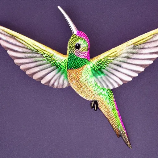 Prompt: hummingbird crystal, studio photograph