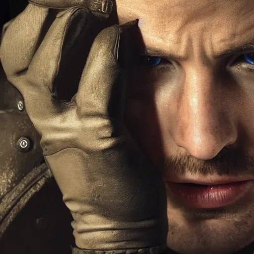 Image similar to chris evans as leon kennedy from resident evil, 4 k, high detail, high - resolution photograph, professional photography, ultra - detail