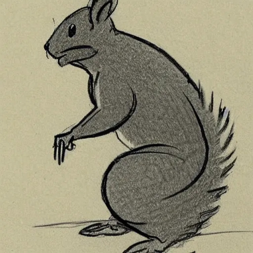 Image similar to milt kahl sketch of a squirrel