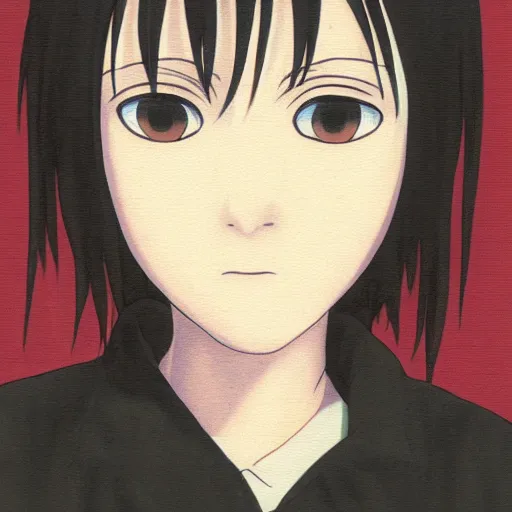 Image similar to a portrait of Lain from serial experiments: Lain Shinji Aramaki