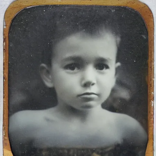 Prompt: tintype photo, swimming deep underwater, kid with huge head