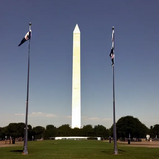 Prompt: the Argentine flag hang on the Washington monument