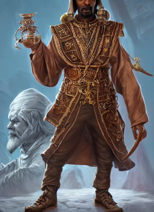 Image similar to snoop dogg as a mage, short beard, grumpy, plate armor, Ivan Aivakovsky, Boris Vallejo, epic fantasy character art, D&D Concept Art, full length, ultra Realistic, Regal, Refined, Detailed Digital Art, Exquisite detail, post-processing, masterpiece, Cinematic Lighting, Unreal Engine, 8k, HD,