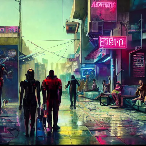 Prompt: cyberpunk baghdad 2 0 4 9, oil on canvas