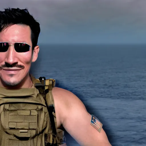 Image similar to markiplier as a us navy seal, cinematic lighting, photorealistic