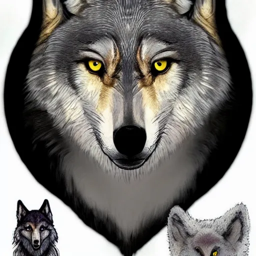 Prompt: ( ( ( ( wolf ) ) ) ) with! owl - head, art reference sheet, featured on artstation