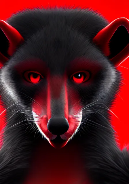 Prompt: furry - male - red - black - weasel - necromancer - fursona uhd ue 5 visual novel pc game expressions, photorealistic