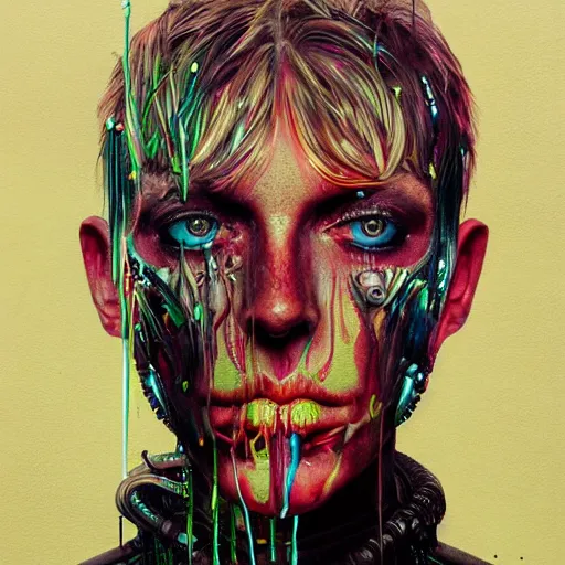 Prompt: portrait of Slade, cameras, melting ,8k,by tristan eaton,Stanley Artgermm,Tom Bagshaw,Greg Rutkowski,Carne Griffiths, Ayami Kojima, Beksinski, Giger,trending on DeviantArt,face enhance,hyper detailed,minimalist,cybernetic, android, blade runner,full of colour W 1024