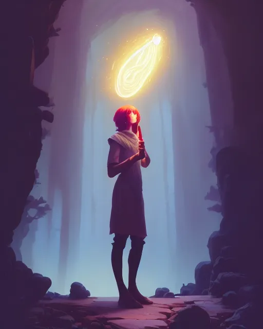 Image similar to highly detailed vfx portrait of a mage casting a light spell, unreal engine, greg rutkowski, loish, rhads, beeple, makoto shinkai and lois van baarle, ilya kuvshinov, rossdraws, tom bagshaw, alphonse mucha, global illumination, detailed and intricate environment