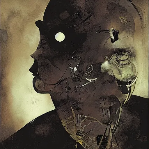 Prompt: no fears, okay one fear, by Dave McKean