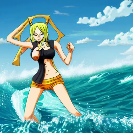 Image similar to Nami from one piece surfing