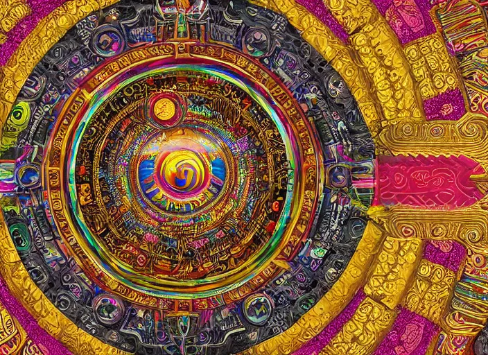 Prompt: hyperrealism, detailed textures, photorealistic 3 d render, a coloured beautiful mystical tibetan kalachakra mandala with sanskrit writing, ultra realistic, ultra high pixel detail, cinematic, intricate, cinematic light, concept art, illustration, art station, unreal engine 8 k