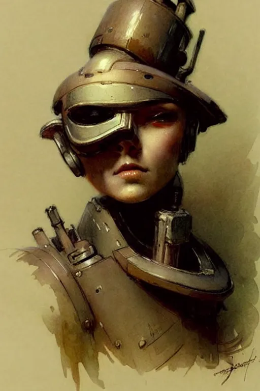 Image similar to (((((2050s servant android robot pirate wench art . muted colors.))))) by Jean-Baptiste Monge !!!!!!!!!!!!!!!!!!!!!!!!!!!