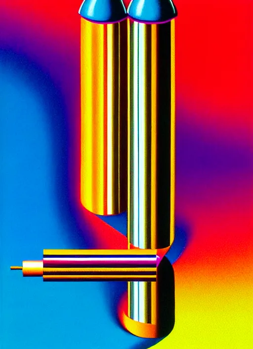 Image similar to 9 mm bullet by shusei nagaoka, kaws, david rudnick, airbrush on canvas, pastell colours, cell shaded, 8 k,