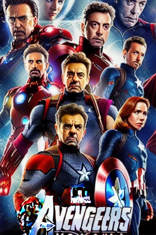 Prompt: movie poster of the avengers starring rowan atkinson, highly detailed, extremely high quality, hd, 4 k, 8 k, professional photographer, 4 0 mp, lifelike, top - rated, award winning, realistic, detailed lighting, detailed shadows, sharp, no blur, edited, corrected, trending