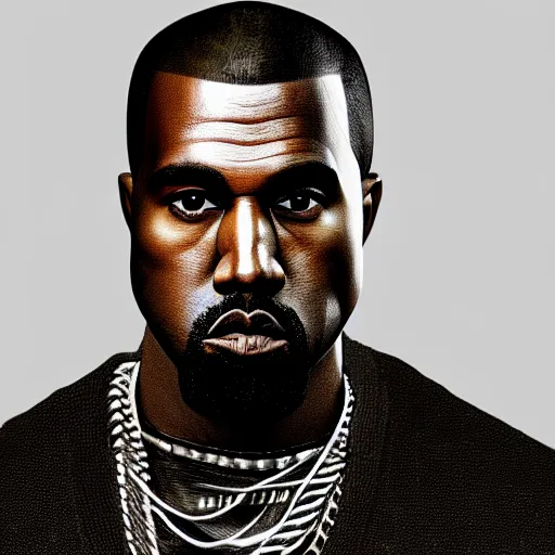 Image similar to highly detailed portrait of kanye west looking right sideways, cgsociety,! dream intricate highly detailed face, intricate, cgsociety, unreal engine, octane render, sharp focus, smooth, volumetric lighting, cinematic composition, artstation