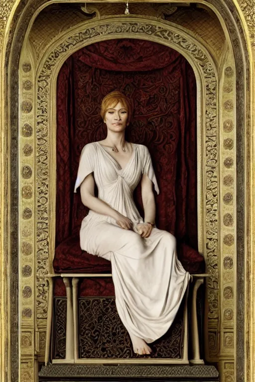 Image similar to cersei lannister sit on throne, bouguereau