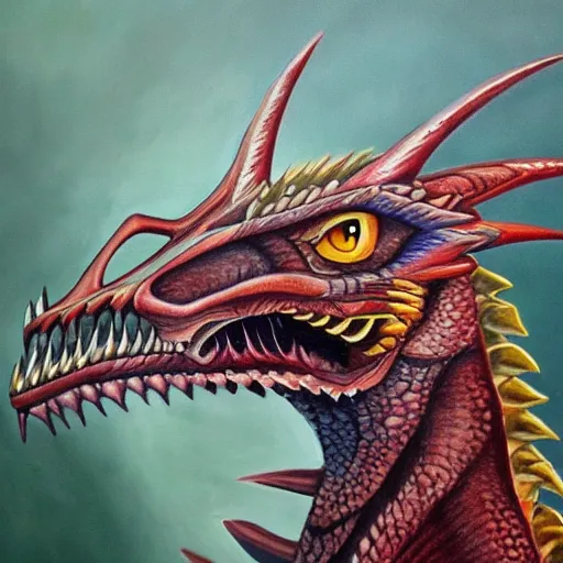 Prompt: a hyperrealistic painting of a majestic ancient dragon