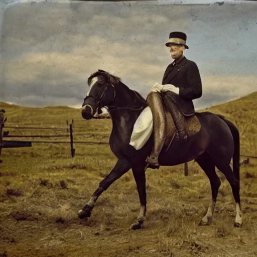 Prompt: an irishman on a horse drinking a guinness