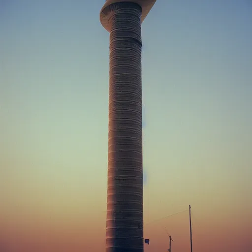 Image similar to a film photo of a windtower, Kodak gold 200 film