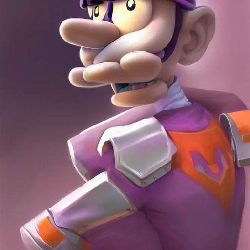 Image similar to waluigi by stanley artgerm lau, wlop, rossdraws, james jean, andrei riabovitchev, marc simonetti, yoshitaka amano, artstation, cgsociety,