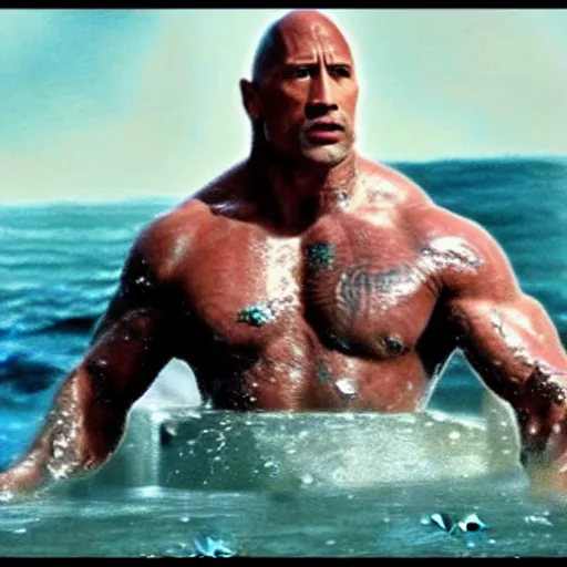 Prompt: Dwayne Johnson in water world 4K quality super realistic