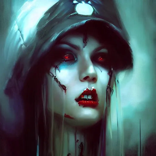 Image similar to halloween girl painted by Raymond Swanland