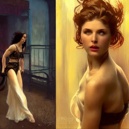 Prompt: yelena belova, hyperrealistic full figure, bladerunner street alley, art of elysium by alphonse mucha, by frank frazetta and by jeremy mann and by alphonse mucha, fantasy art, photo realistic, dynamic lighting, artstation, full figure poster, volumetric lighting, very detailed face, 4 k, award winning