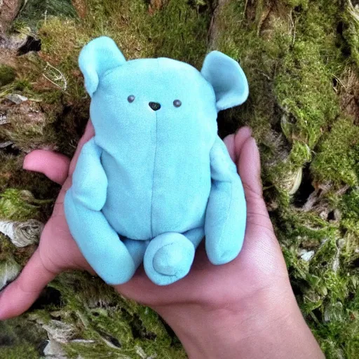 Prompt: plush tardigrade doll in the arms of an angel. Cute water bear. Adorable moss piglet.