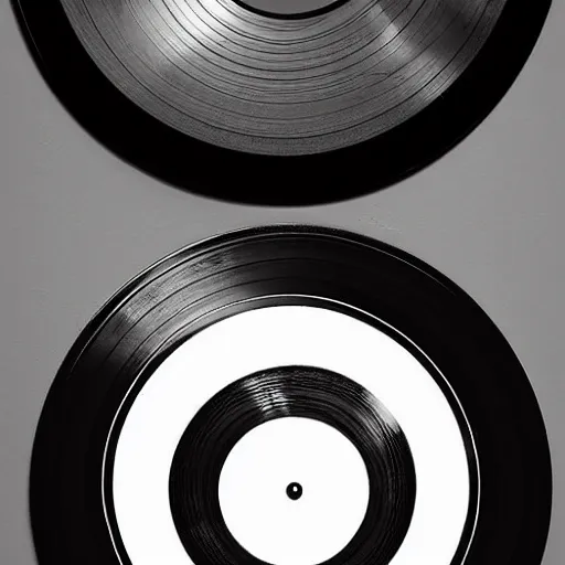 Prompt: an ortographic view photograph of a black framed vinyl record