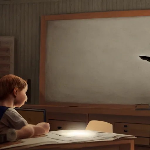 Image similar to fox as a teacher, weta hyperrealism cinematic lighting and compositon