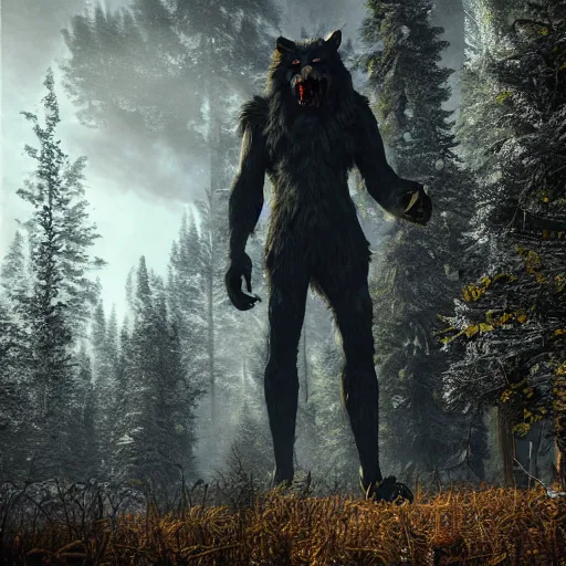 Image similar to werewolf from van helsing lumberjack unreal engine hyperreallistic render 8k character concept art forest masterpiece