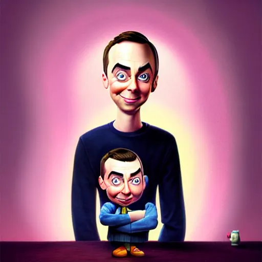 Image similar to Portrait of Sheldon cooper Funny cartoonish by Gediminas Pranckevicius H 704