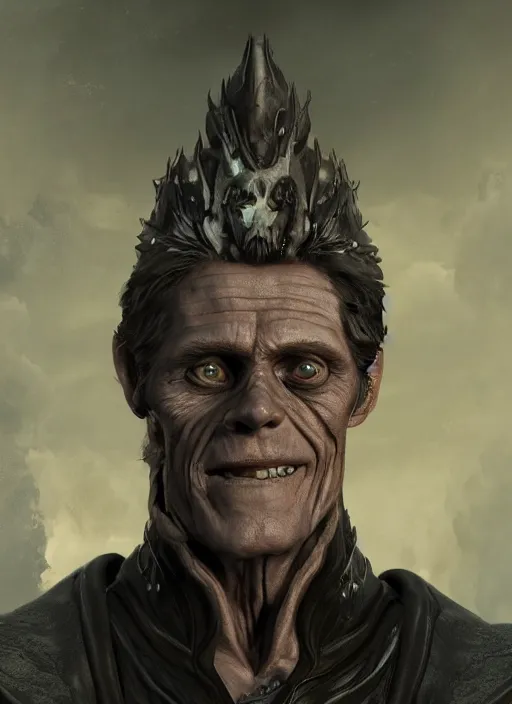 Image similar to A fantasy comic book style portrait painting of Willem Dafoe as a necromancer in dark castle setting, unreal 5, DAZ, hyperrealistic, octane render, RPG portrait, dynamic lighting