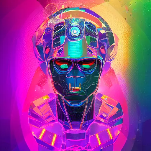 Image similar to cybernetic rainbow sorceror by petros afshar