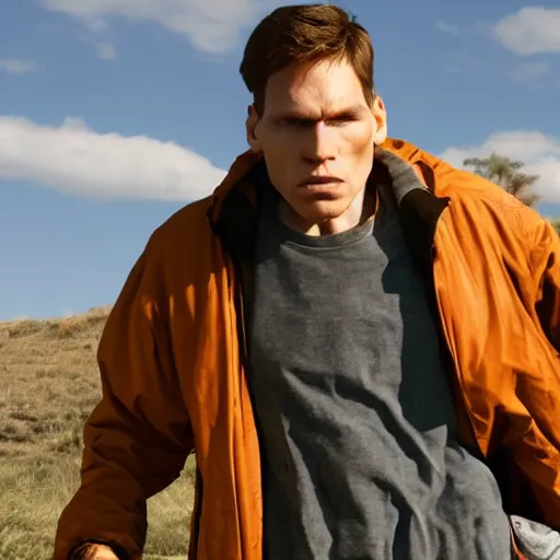 Image similar to Live Action Still of Jerma in Breaking Bad, real life, hyperrealistic, ultra realistic, realistic, highly detailed, epic, HD quality, 8k resolution, body and headshot, film still