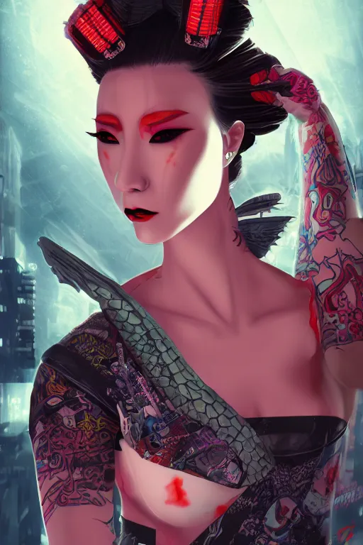 Image similar to agile geisha cyberpunk Dragon princess, digital art, 8k ,character ,realistic, portrait, hyperrealistic