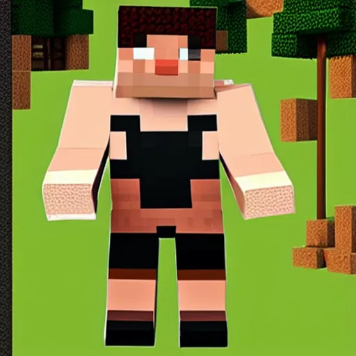 Prompt: andre the giant in minecraft