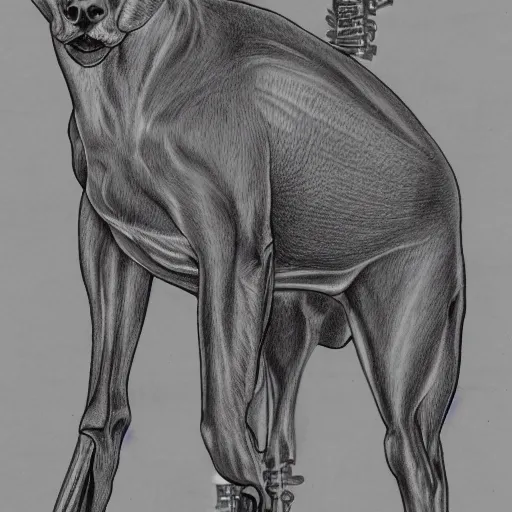 Image similar to cenobite canine anatomical drawing veterinary 1 0 2 4 x 1 0 2 4