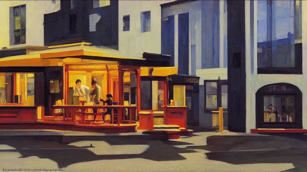 Prompt: Street art. paralyzed by the indescribable beauty of the cosmos. the work place of a painter artist. art style by Edward Hopper daring, incredible