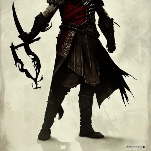 Prompt: an ultra detailed vector image of ezio auditore dressed as the hunter from bloodborne, concept art by alphonse mucha and greg rutkowski, praise the blood moon, octane render, liminal space