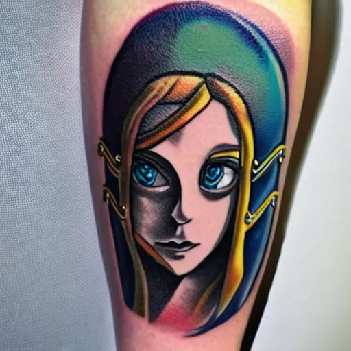 Image similar to tattoo of a portrait of zelda