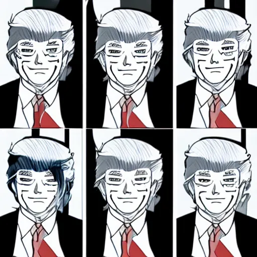 Prompt: An anime portrait of Donald Trump, cheek blush, shy, uwu,