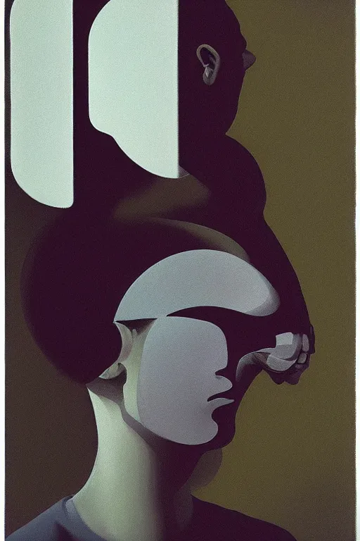 Image similar to woman wearing oculus and digital glitch head edward hopper and james gilleard, zdzislaw beksisnski, higly detailed
