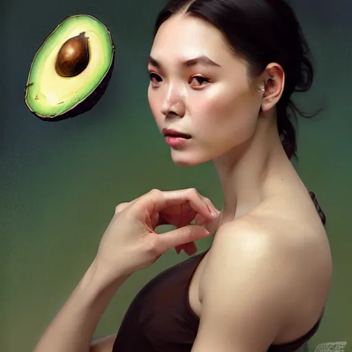 Prompt: avocado, bone in the form of the head of ilona mask, elegant, highly detailed, my rendition, digital painting, artstation, concept art, smooth, sharp focus, illustration, art by artgerm and greg rutkowski and alphonse mucha and uang guangjian and gil elvgren and sachin teng